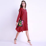 Short Dress Floral Embroidery