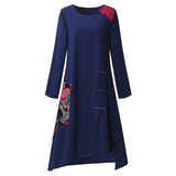 Short Dress Floral Embroidery