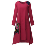 Short Dress Floral Embroidery