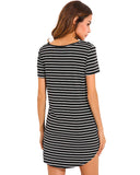Fashion Sexy Women Black White Striped Dresses