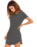 Fashion Sexy Women Black White Striped Dresses
