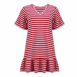 Women V Neck Short Vestido Ruffle